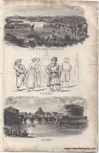 Genuine-Antique-Print-Constantinople-Turks-Rome-1829-Goldsmith-Maps-Of-Antiquity