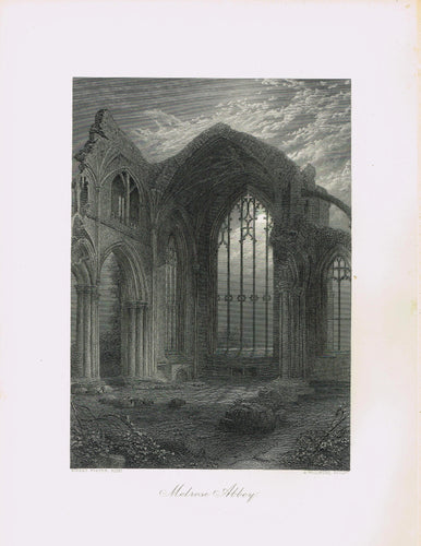 Genuine-Antique-Print-Melrose-Abbey-Scotland--1875-Picturesque-Europe-Maps-Of-Antiquity