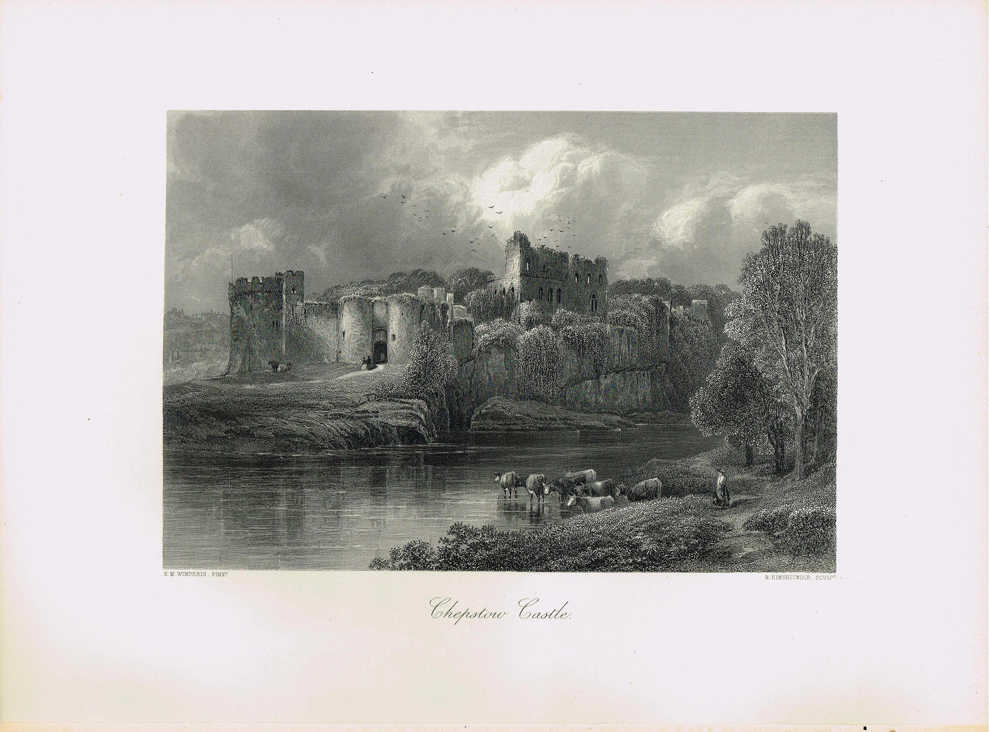 Genuine-Antique-Print-Chepstow-Castle-Wales--1875-Picturesque-Europe-Maps-Of-Antiquity