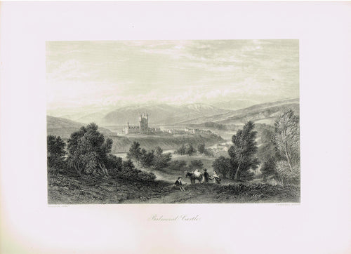 Genuine-Antique-Print-Balmoral-Castle-Scotland--1875-Picturesque-Europe-Maps-Of-Antiquity