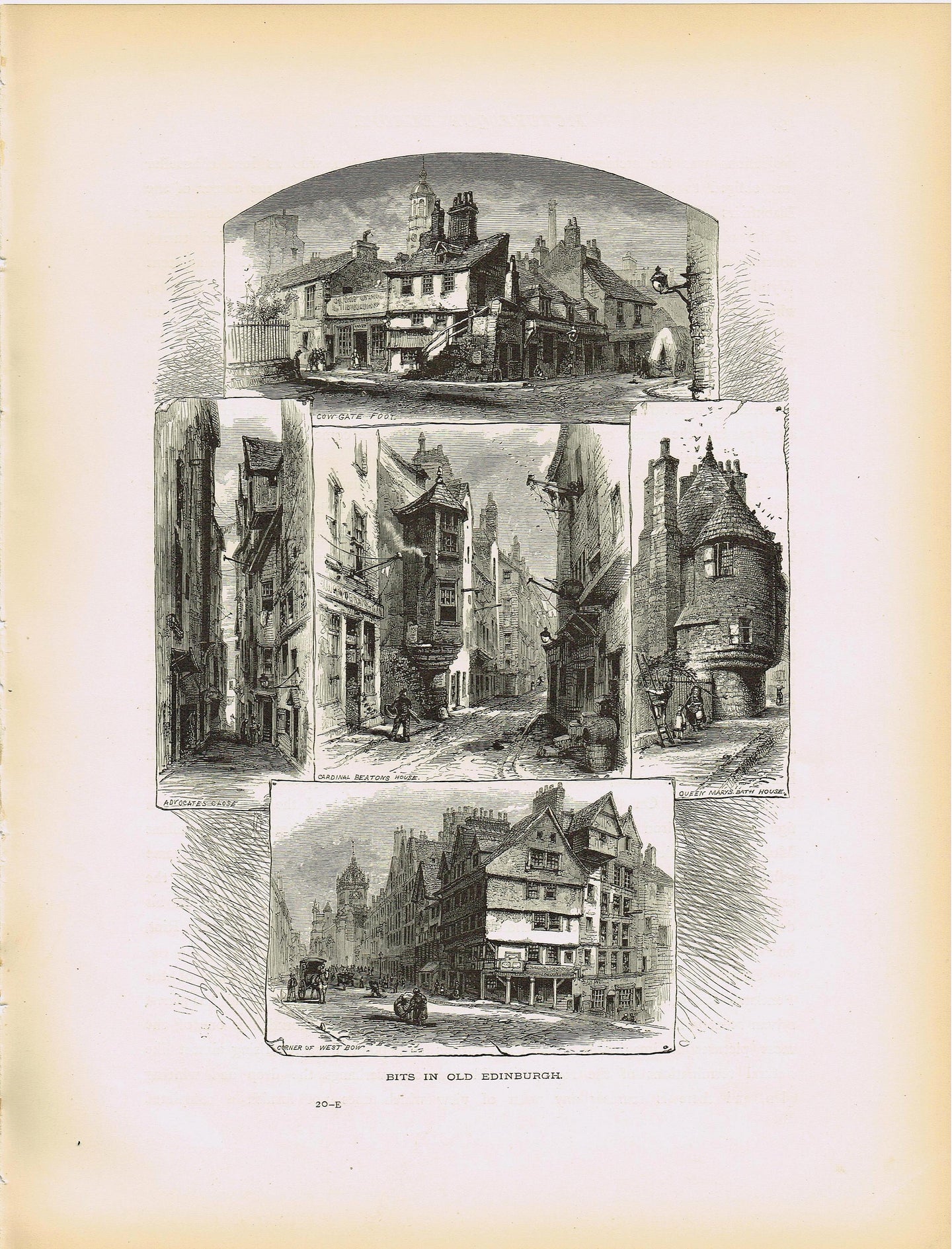 Genuine-Antique-Print-Bits-in-Old-Edinburgh-Scotland--1875-Picturesque-Europe-Maps-Of-Antiquity