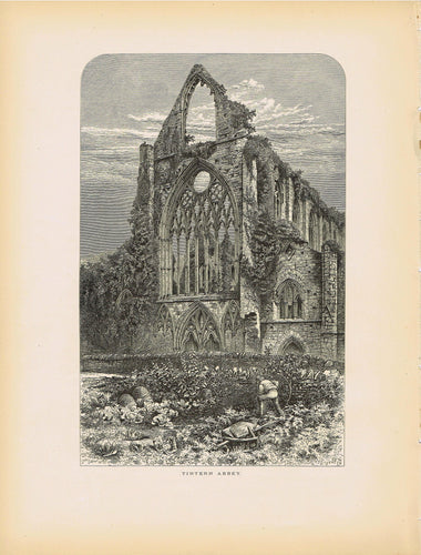 Genuine-Antique-Print-Tintern-Abbey-Wales--1875-Picturesque-Europe-Maps-Of-Antiquity