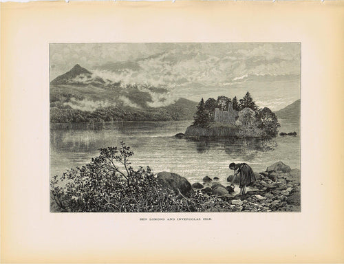 Genuine-Antique-Print-Ben-Lomond-and-Inveruglas-Isle-Scotland--1875-Picturesque-Europe-Maps-Of-Antiquity