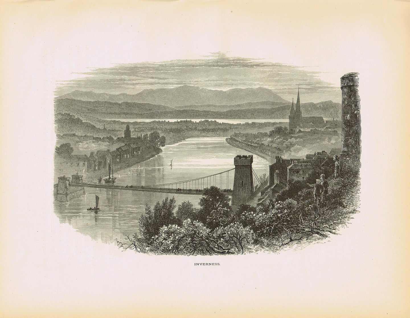 Genuine-Antique-Print-Inverness-Scotland--1875-Picturesque-Europe-Maps-Of-Antiquity