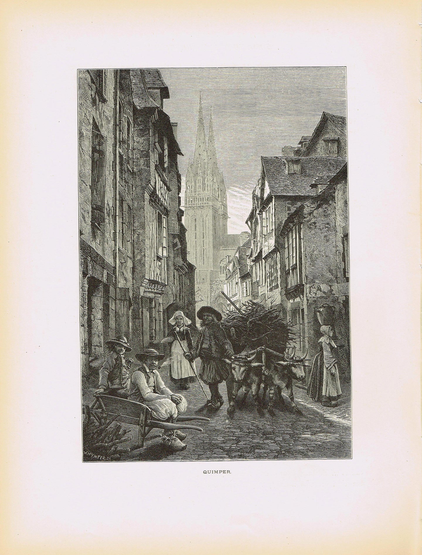 Genuine-Antique-Print-Quimper-France--1878-Picturesque-Europe-Maps-Of-Antiquity