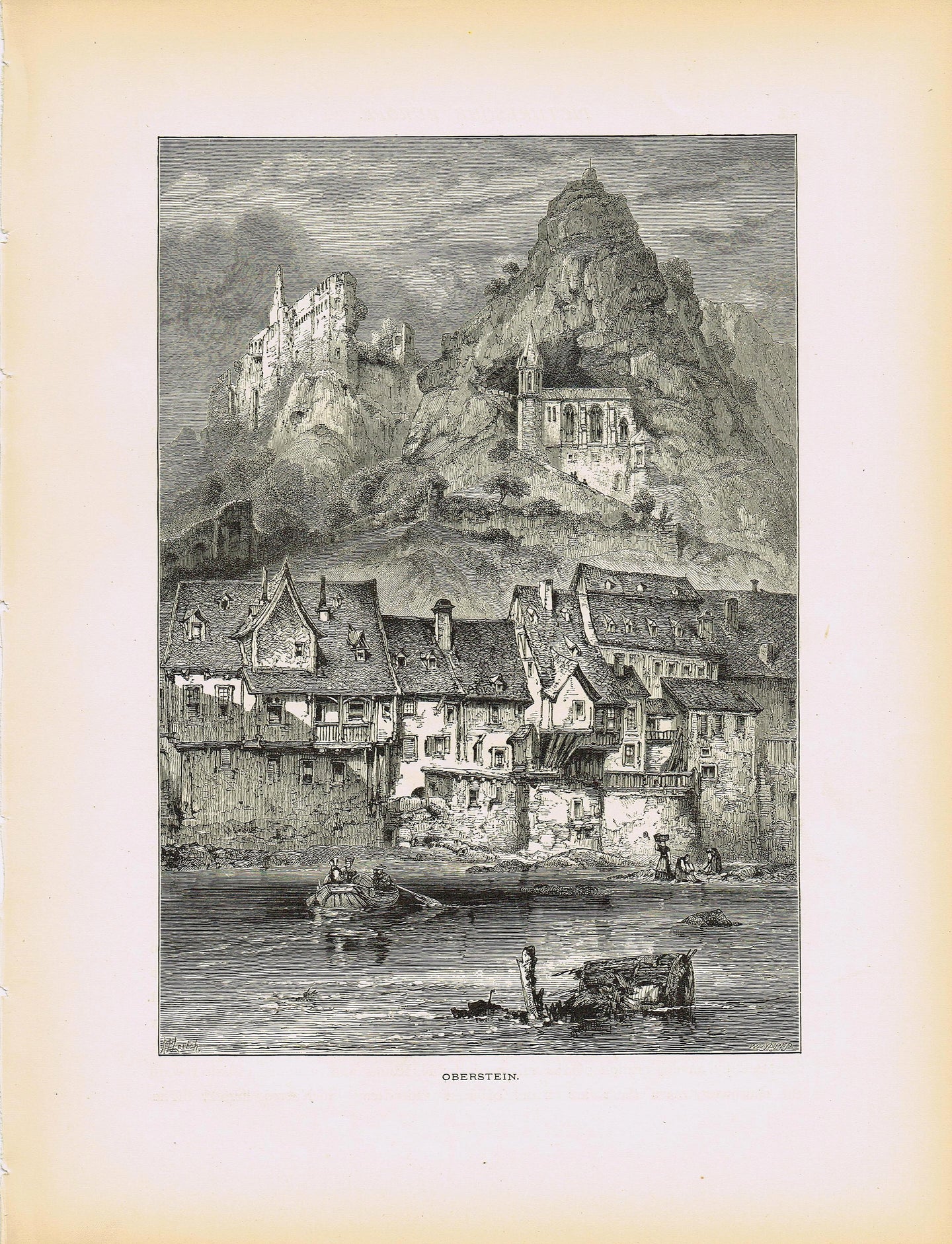 Genuine-Antique-Print-Oberstein-Germany--1878-Picturesque-Europe-Maps-Of-Antiquity