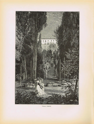 Genuine-Antique-Print-Villa-D-este-Tivoli-Italy--1878-Picturesque-Europe-Maps-Of-Antiquity