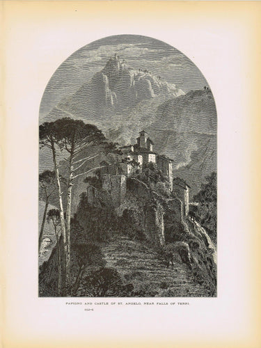 Genuine-Antique-Print-Papigno-and-Castle-of-St-Angelo-Near-Falls-of-Terni-Italy--1878-Picturesque-Europe-Maps-Of-Antiquity