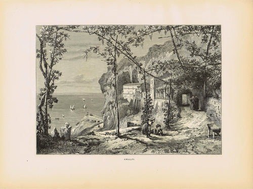Genuine-Antique-Print-Amalfi--1878-Picturesque-Europe-Maps-Of-Antiquity