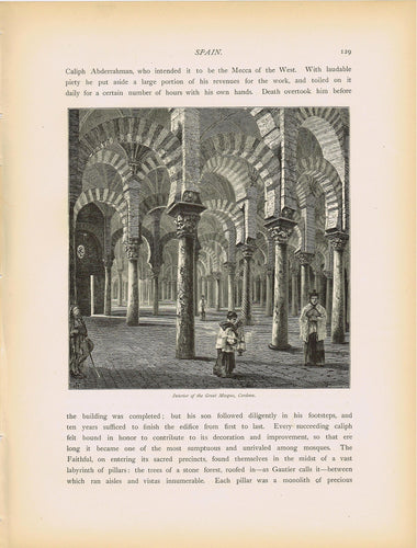 Genuine-Antique-Print-Interior-of-The-Great-Mosque-Cordova-Spain--1879-Picturesque-Europe-Maps-Of-Antiquity