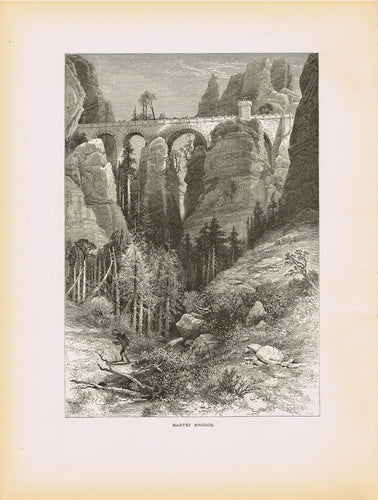 Genuine-Antique-Print-Bastei-Bridge-Germany--1879-Picturesque-Europe-Maps-Of-Antiquity