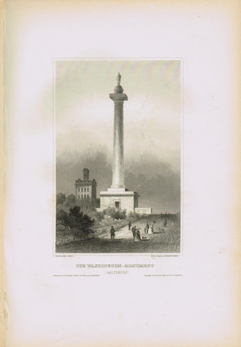 Genuine-Antique-Print-The-Washington-Monument-Baltimore--1855-Appleton-Maps-Of-Antiquity