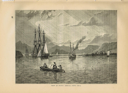 Genuine-Antique-Print-View-of-Punta-Arenas-Costa-Rica--1881-Robert-Brown-Maps-Of-Antiquity