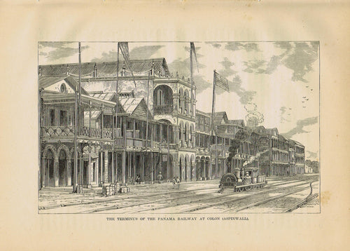 Genuine-Antique-Print-The-Terminus-of-the-Panama-Railway-at-Colon-Aspinwall--1881-Robert-Brown-Maps-Of-Antiquity