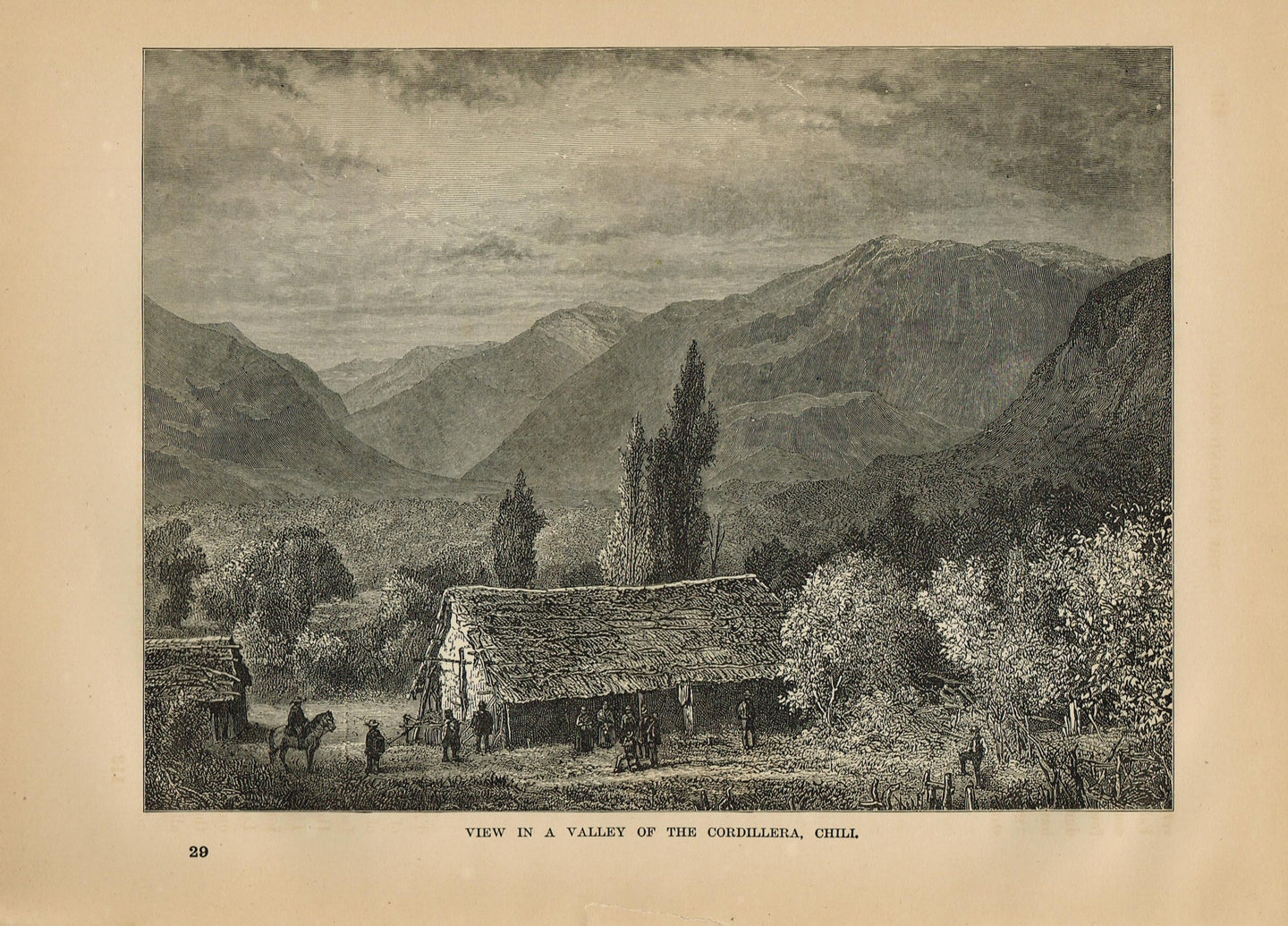 Genuine-Antique-Print-View-in-a-Valley-of-The-Cordillera-Chili--1881-Robert-Brown-Maps-Of-Antiquity