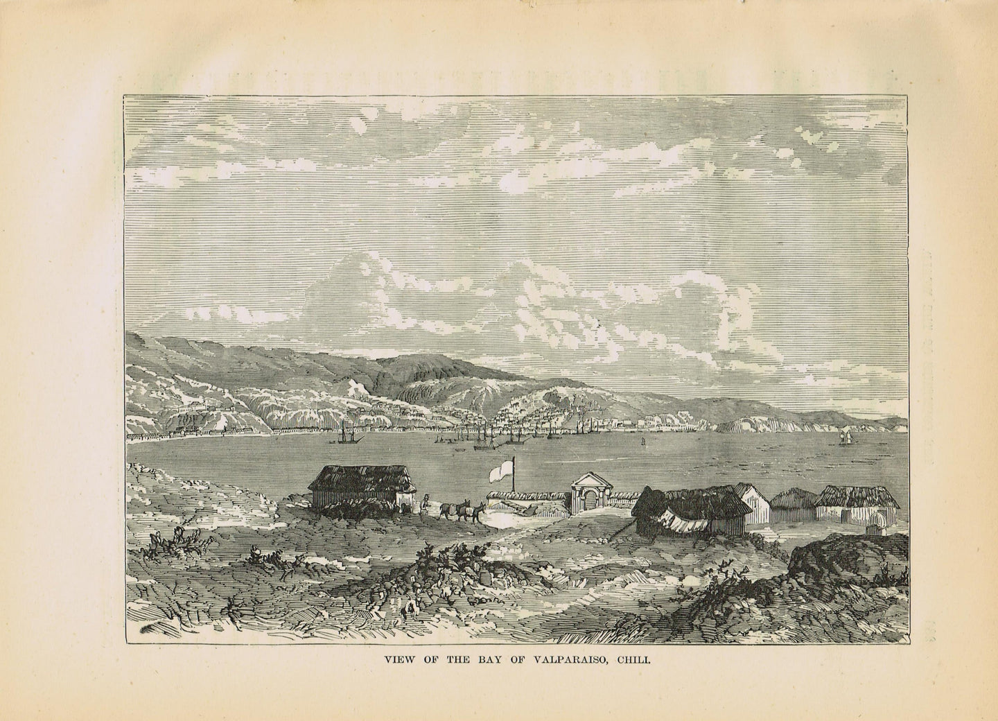 Genuine-Antique-Print-View-of-the-City-of-Valparaiso-Chili--1881-Robert-Brown-Maps-Of-Antiquity