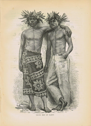 Genuine-Antique-Print-Young-Men-of-Tahiti--1881-Robert-Brown-Maps-Of-Antiquity