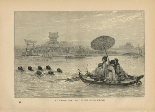 Genuine-Antique-Print-A-Japanese-Ferry-Boat-of-The-Ancien-Regime--1881-Robert-Brown-Maps-Of-Antiquity