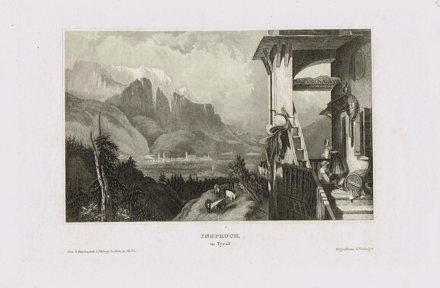 Genuine-Antique-Print-Innspruck-in-Tyrol-Austria--19th-century-Unknown-Publisher-Maps-Of-Antiquity