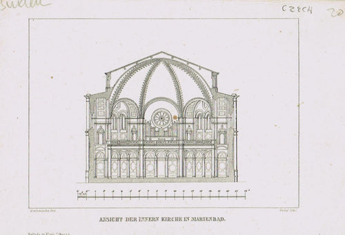 Genuine-Antique-Print-Ansicht-der-Innern-Kirche-in-Marienbad-Czechia--19th-century-Unknown-Publisher-Maps-Of-Antiquity