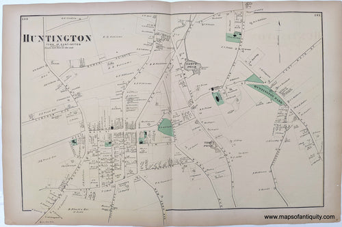 1873 - Huntington  (NY) - Antique Map
