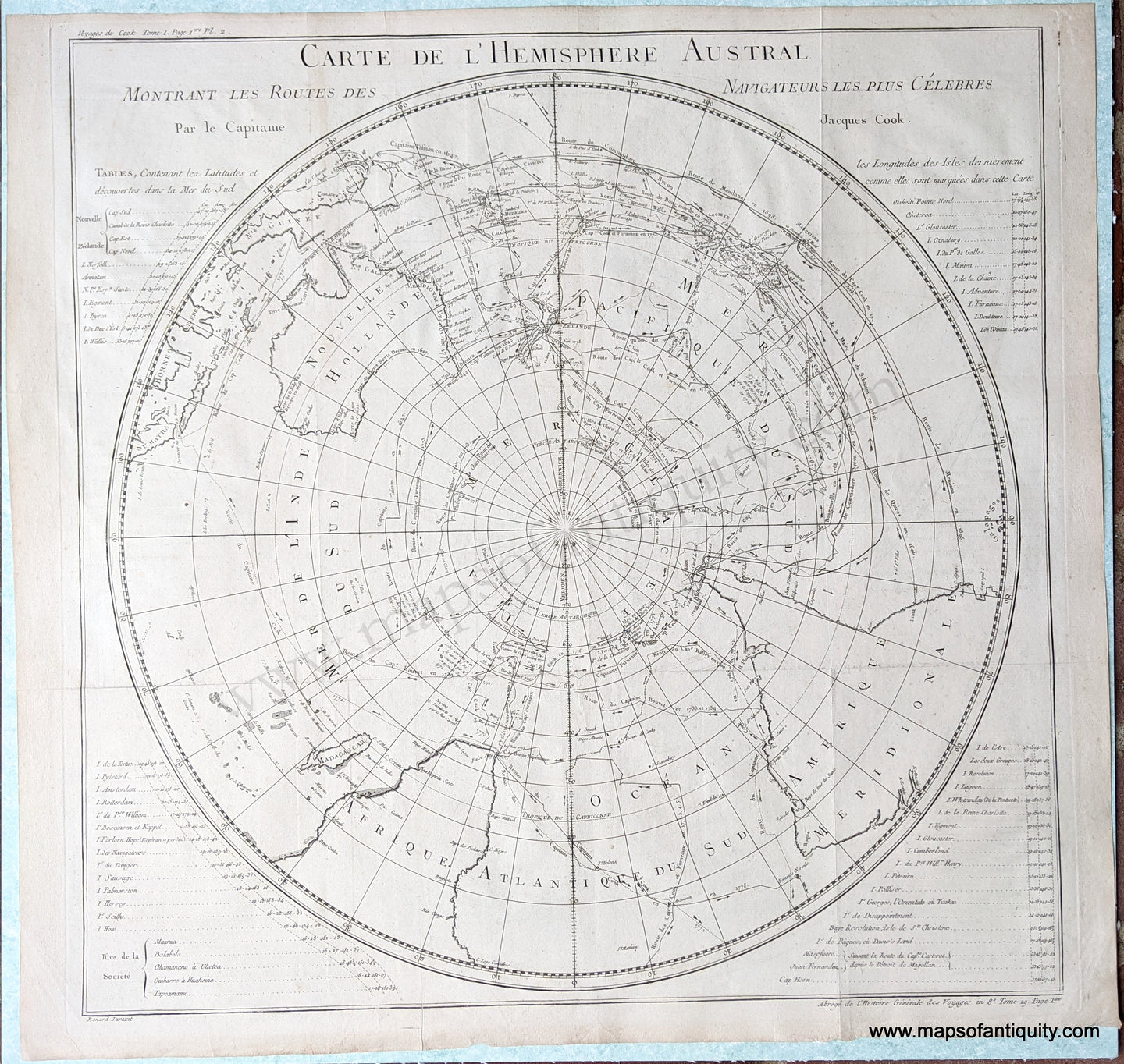 1775 - Carte de l'Hemisphere Australe - Antique Map