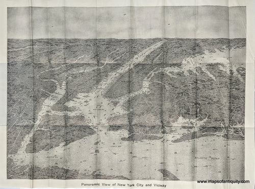 1912 - Panoramic View of New York City and Vicinity - Antique Map