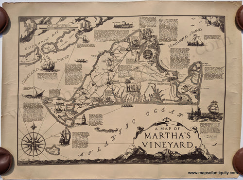 Antique-Map-A-Map-of-Martha's-Vineyard-Lloyd-Coe-1926-Pictorial-Maps-Of-Antiquity