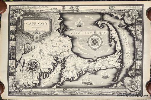 Antique-Map-Cape-Cod-Barnstable-County-Massachusetts-Ashburton-Tripp-1931-1930s-Pictorial-Maps-of-Antiquity-Massachusetts-Maps-of-Antiquity