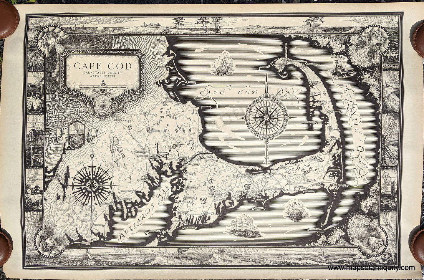 Antique-Map-Cape-Cod-Barnstable-County-Massachusetts-Ashburton-Tripp-1931-1930s-Pictorial-Maps-of-Antiquity-Massachusetts-Maps-of-Antiquity