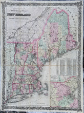 Load image into Gallery viewer, Genuine-Antique-Folding-Map-G.-Woolworth-Colton&#39;s-Railroad-Township-&amp;-Distance-Map-of-New-England-with-adjacent-portions-of-New-York-Canada-&amp;-New-Brunswick.-1875-G.W.-&amp;-C.B.-Colton-Maps-Of-Antiquity
