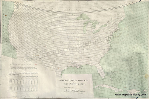 Genuine-Antique-Printed-Color-Map-Official-Parcel-Post-Map-of-the-United-States-USA-USPS-philatelic -Philately -philatelist -1913-US-Geological-Survey-/-US-Postal-Service-Maps-Of-Antiquity