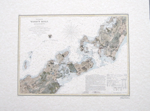Hand-Colored-Reproduction-The-Harbor-of-Woods-Hole-Massachusetts.---Reproduction-Reproductions-Coastal-Cape-Cod-Reproduction-U.-S.-Coast-and-Geodetic-Survey--Maps-Of-Antiquity