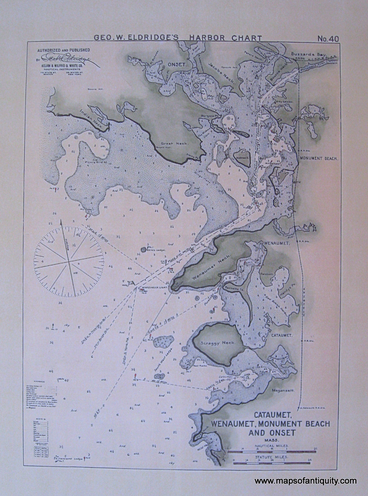 Reproduction-Map-Cataumet-Wenaumet-Monument-Beach-and-Onset.-Geo.-W.-Eldridge's-Harbor-Chart.-