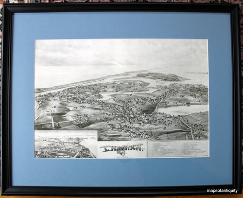 Uncolored-Framed-Reproduction-Village-of-Chatham-1894-Bird's-Eye-View-Print-Reproductions-Cape-Cod-and-Islands-Reproduction-Norris-Maps-Of-Antiquity