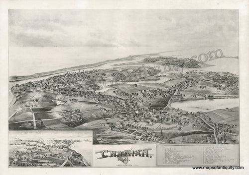 Uncolored-Reproduction-Village-of-Chatham-1894-Bird's-Eye-View-Print-Reproductions-Cape-Cod-and-Islands-Reproduction-Norris-Maps-Of-Antiquity
