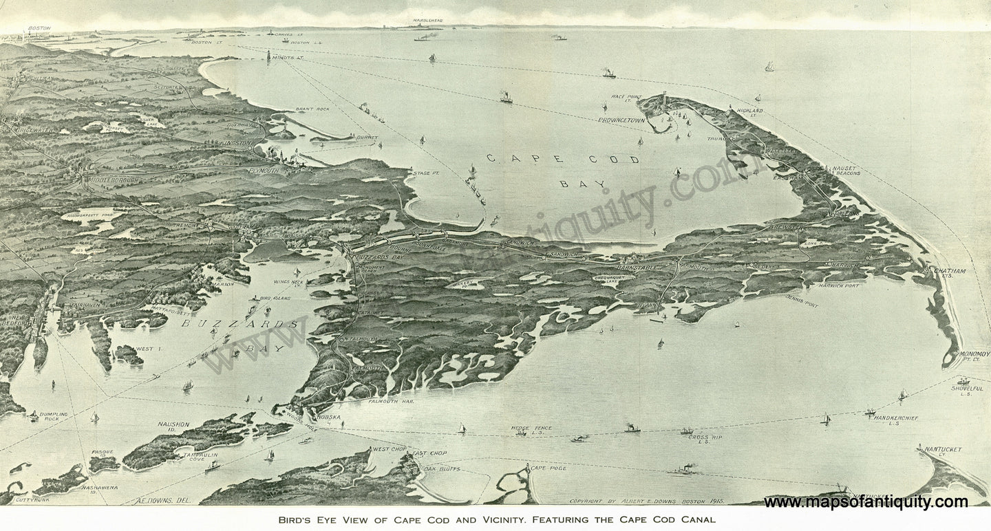 Reproduction-Cape-Cod-Bird's-Eye-View-(Large)-Reproductions-Cape-Cod-and-Islands-Reproduction-Downs-Maps-Of-Antiquity