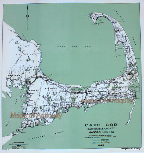 Reproduction-of-Antique-Map-Cape-Cod-1922-Barnstable-County-Massachusetts