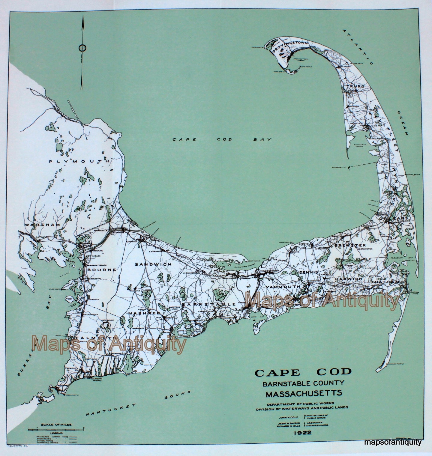 Reproduction-of-Antique-Map-Cape-Cod-1922-Barnstable-County-Massachusetts-Maps-of-Antiquity
