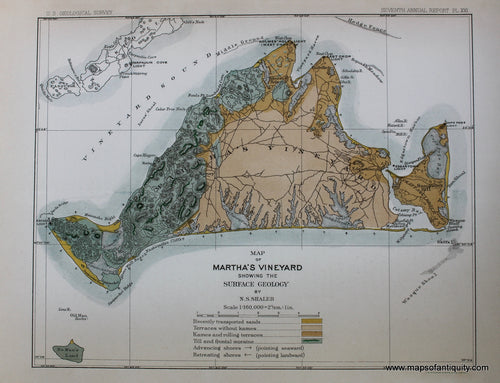 Reproduction-Map-of-Martha's-Vineyard-Showing-the-Surface-Geology-by-N.S.-Shaler---Reproduction-Reproductions-Cape-Cod-and-Islands-Reproduction-US-Geological-Survey-Maps-Of-Antiquity