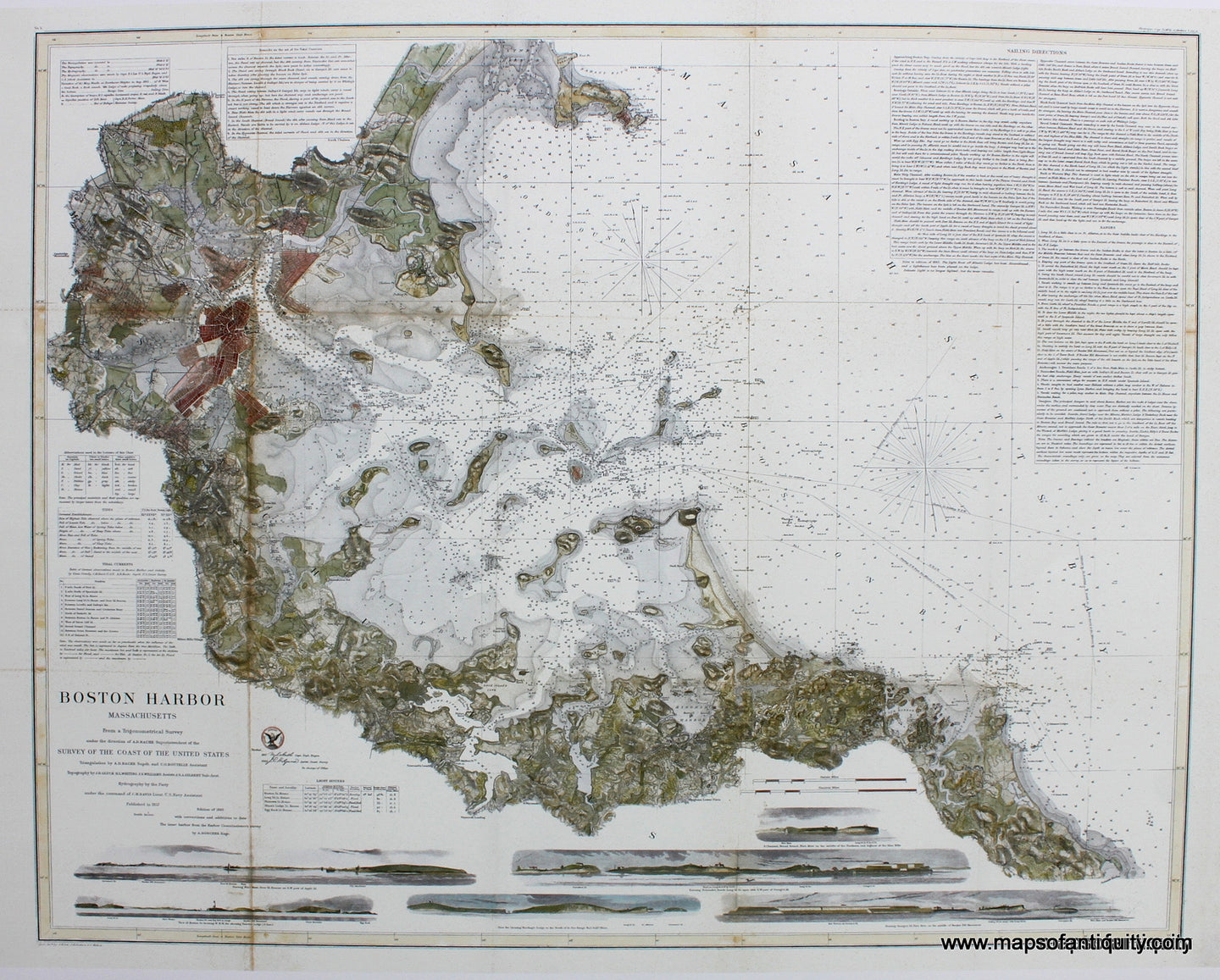 Reproduction-Boston-Harbor-Massachusetts--Large--Reproduction-Other-Reproductions-Boston-Reproduction-US-Coast-Survey-Maps-Of-Antiquity