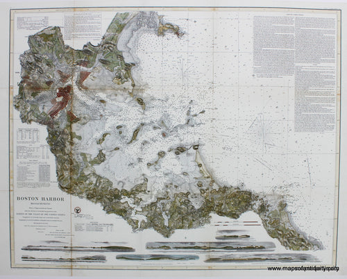 Reproduction-Boston-Harbor-Massachusetts--Extra-Large--Reproduction-Other-Reproductions-Boston-Reproduction-US-Coast-Survey-Maps-Of-Antiquity