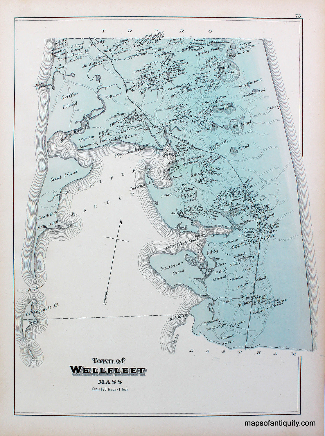 Reproduction-Town-of-Wellfleet-pp.-73-Town-and-Village-Maps-Atlas-of-Barnstable-County-Walker-1880.---Reproduction---Reproduction-Cape-Cod-and-Islands-Reproduction--Maps-Of-Antiquity