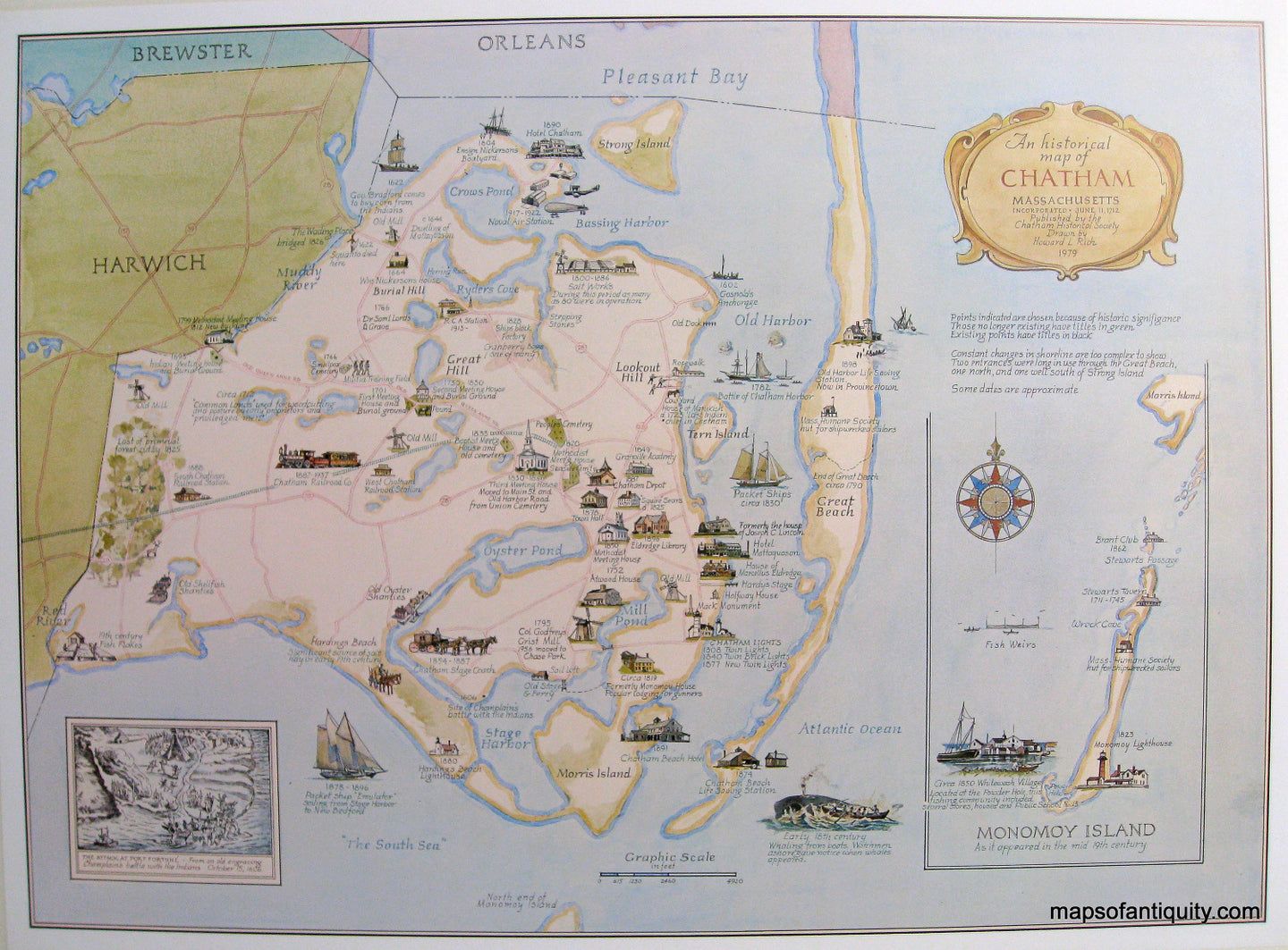 Reproduction-A-Historical-Map-of-Chatham-Massachusetts-1979---Reproduction---Reproductions-Cape-Cod-and-Islands-Reproduction-Rich-Maps-Of-Antiquity