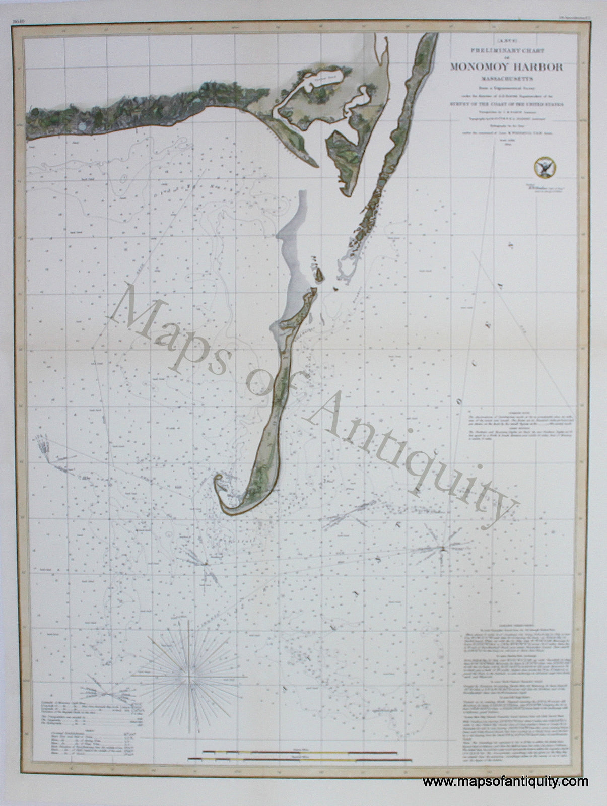 Reproduction-Preliminary-Chart-of-Monomoy-Harbor-Massachusetts---Reproduction---Reproductions-Cape-Cod-and-Islands-Reproduction-US-Coast-Survey-Maps-Of-Antiquity