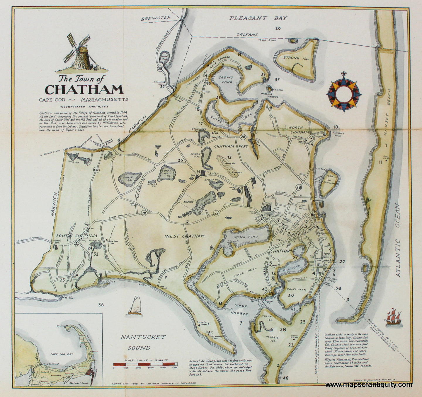 Reproduction-Map-The-Town-of-Chatham-Cape-Cod-Massachusetts
