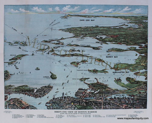 Reproduction-Map-Bird's-Eye-View-of-Boston-Harbor-Along-the-South-Shore-to-Provincetown.