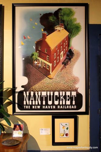 Reproduction-Ben-Nason-Nantucket-Poster-The-New-Haven-Railroad-Framed---Reproduction---Reproductions-Cape-Cod-and-Islands-Reproduction-Nason-Maps-Of-Antiquity