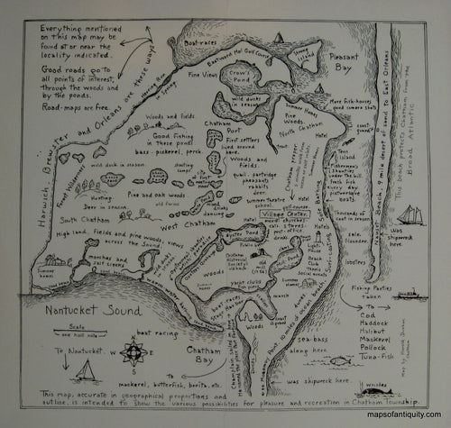 Reproduction-Map-Chatham-MA-Fun-Dunbar-Black-and-White-Print