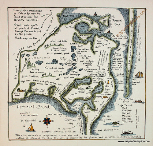 Reproduction-Map-Chatham-MA-Fun-Dunbar-Hand-Colored-Print